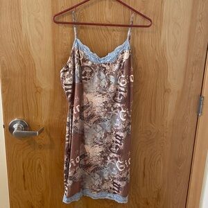 Brown and Blue Gia Lace Slip Dress